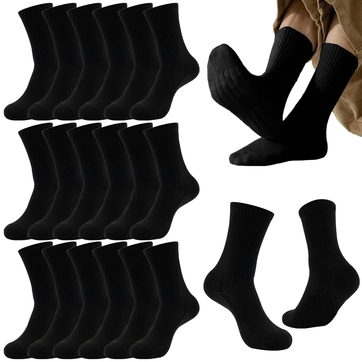 20 Pairs Crew Athletic Socks for Men Moisture Wicking Cushion Crew Socks for Sport Running Traveling