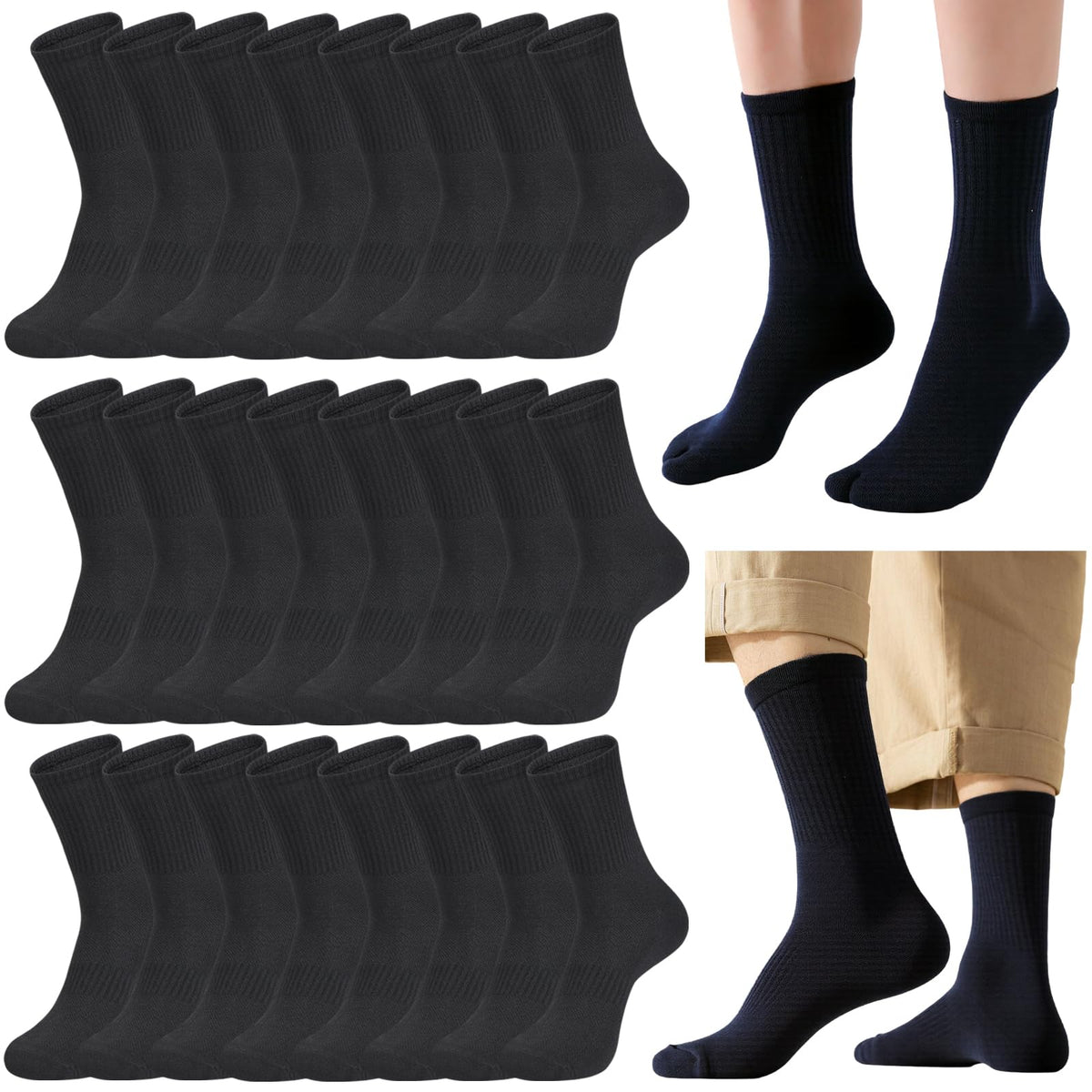 20 Pairs Crew Athletic Socks for Men Moisture Wicking Cushion Crew Socks for Sport Running Traveling