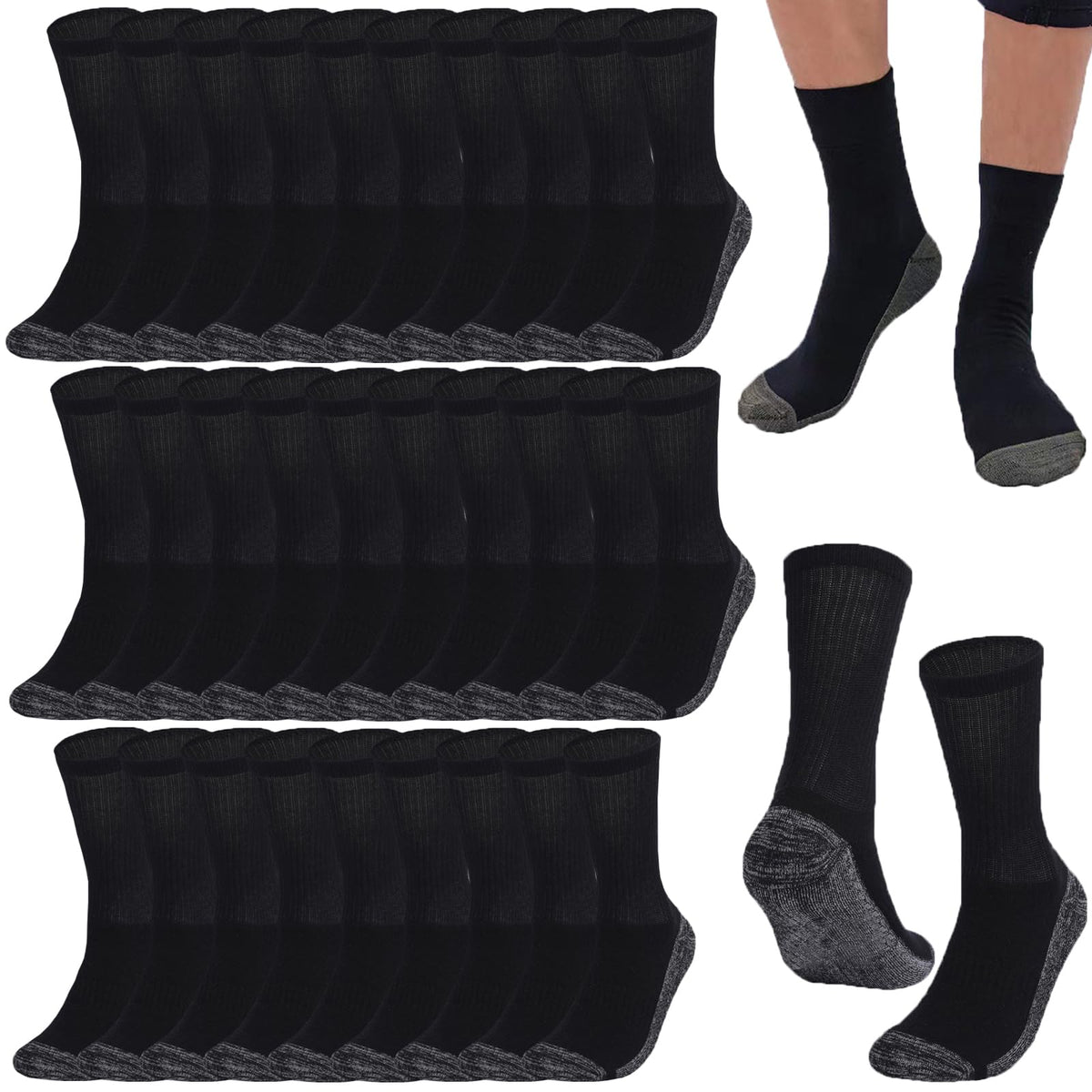 20 Pairs Crew Athletic Socks for Men Moisture Wicking Cushion Crew Socks for Sport Running Traveling