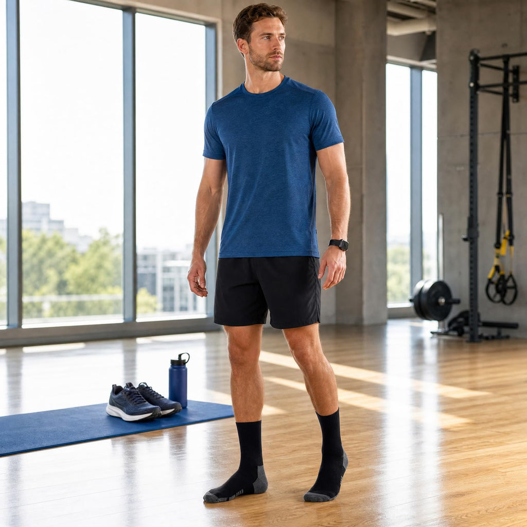 20 Pairs Crew Athletic Socks for Men Moisture Wicking Cushion Crew Socks for Sport Running Traveling