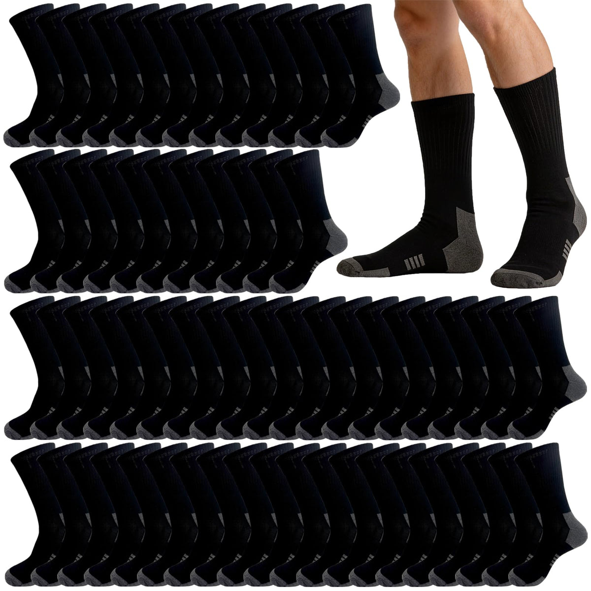 20 Pairs Crew Athletic Socks for Men Moisture Wicking Cushion Crew Socks for Sport Running Traveling