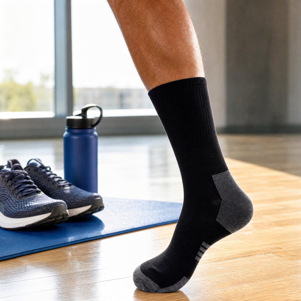 20 Pairs Crew Athletic Socks for Men Moisture Wicking Cushion Crew Socks for Sport Running Traveling