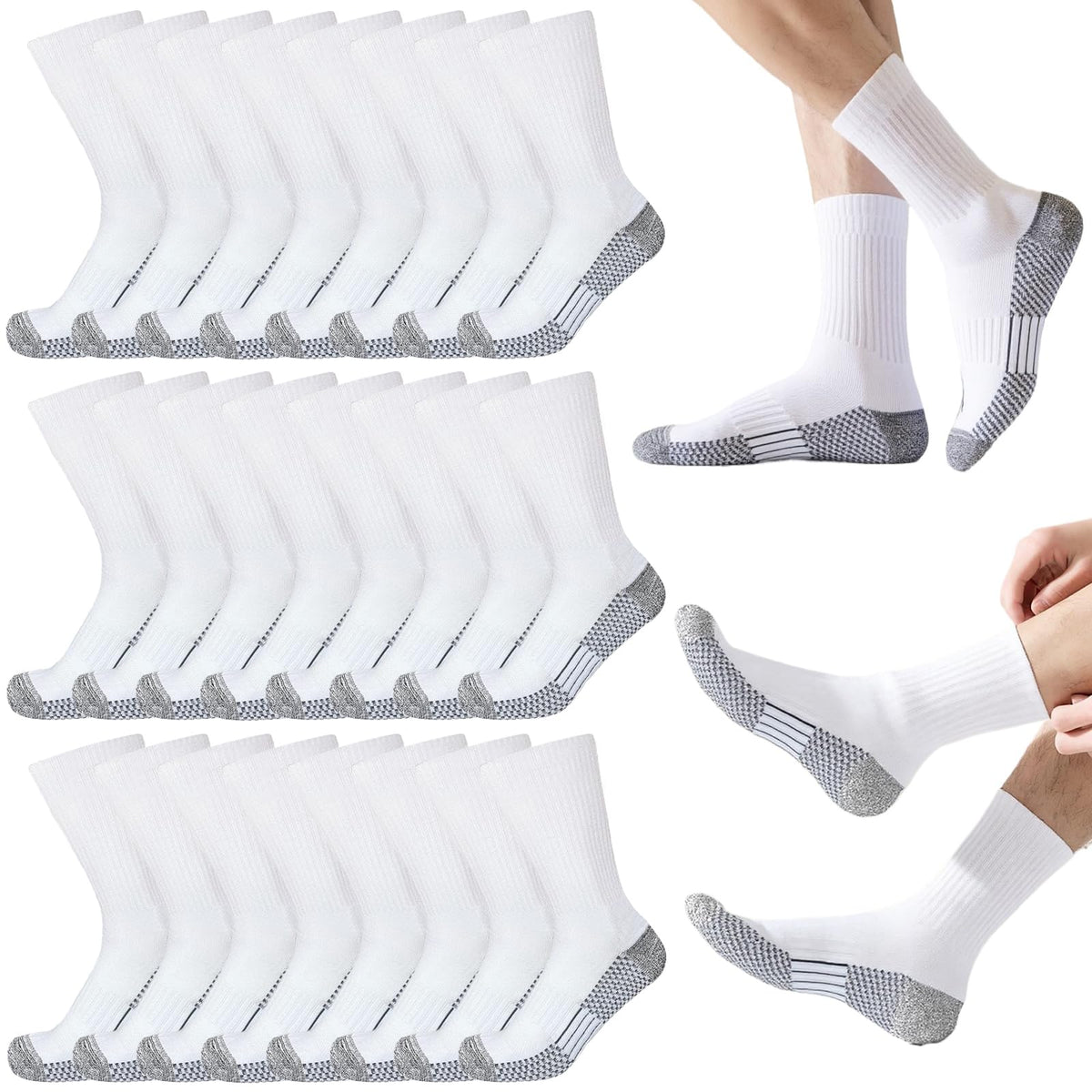 20 Pairs Crew Athletic Socks for Men Moisture Wicking Cushion Crew Socks for Sport Running Traveling