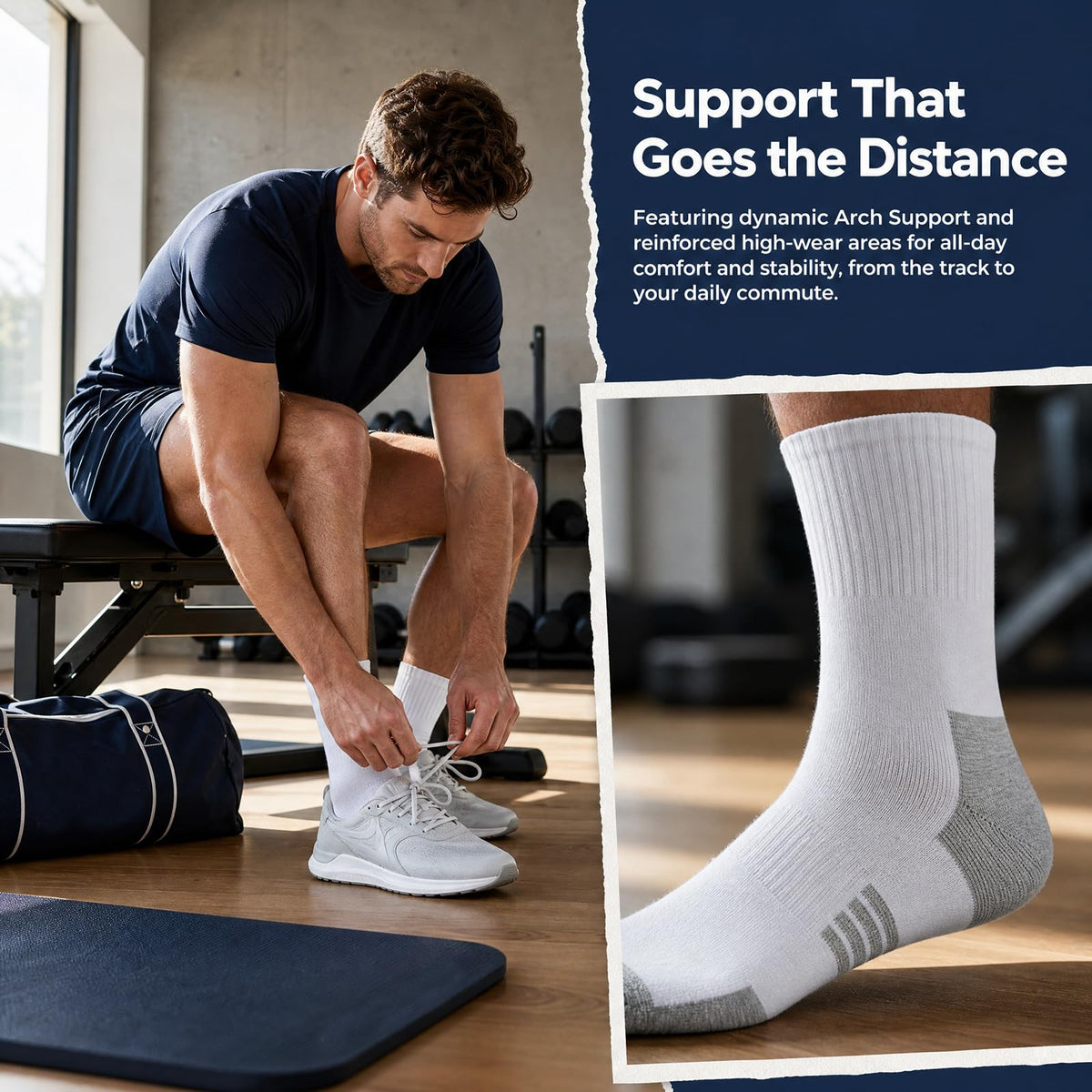 20 Pairs Crew Athletic Socks for Men Moisture Wicking Cushion Crew Socks for Sport Running Traveling