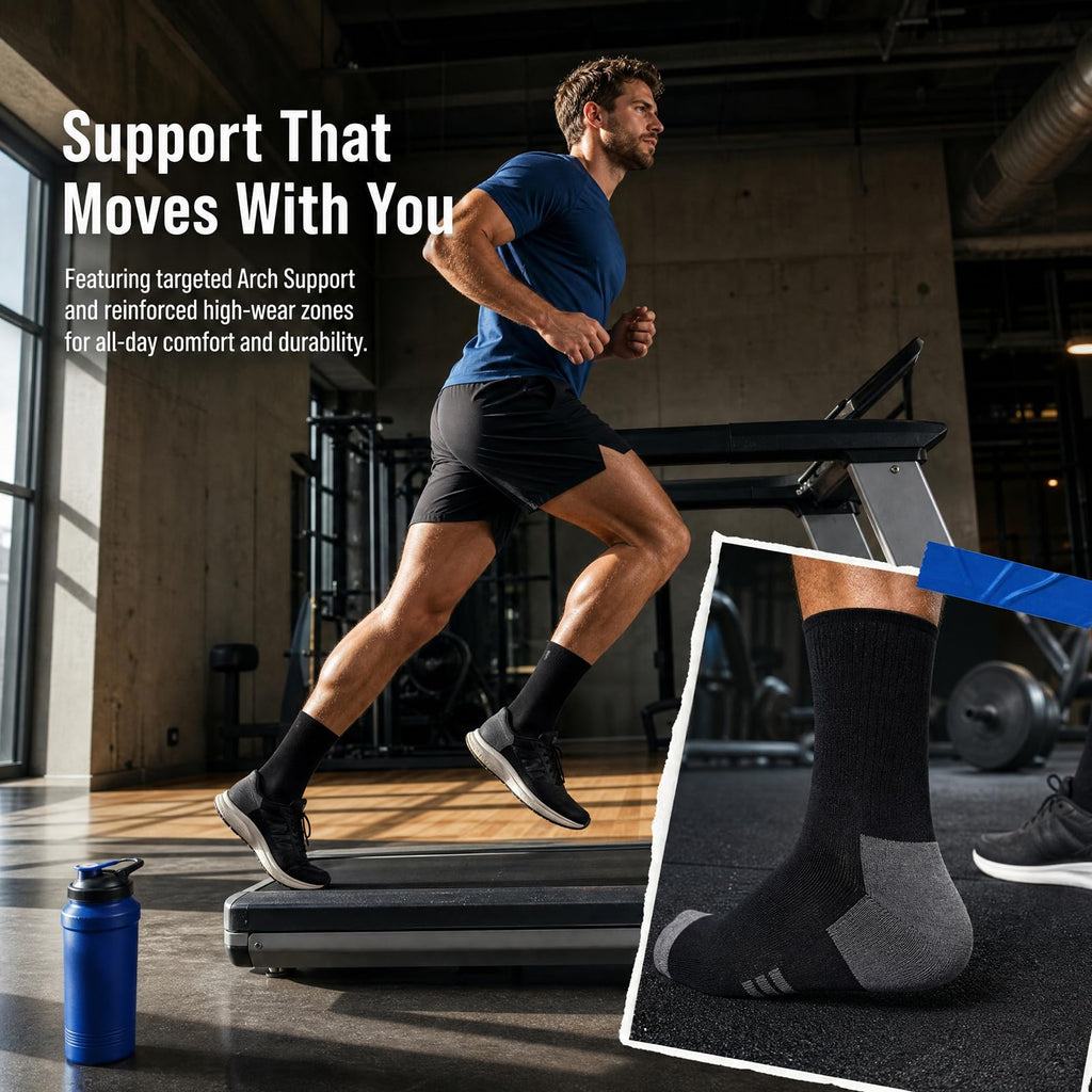 20 Pairs Crew Athletic Socks for Men Moisture Wicking Cushion Crew Socks for Sport Running Traveling