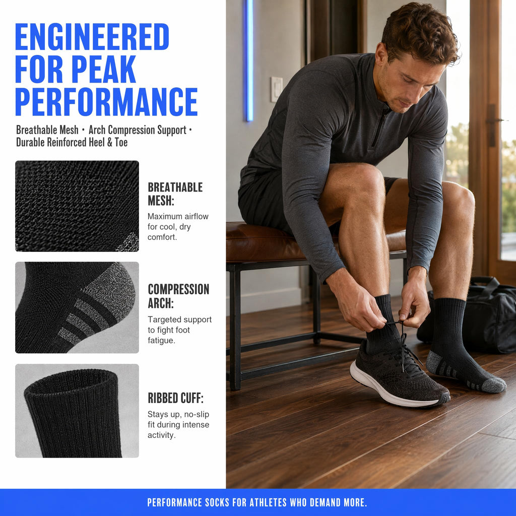 20 Pairs Crew Athletic Socks for Men Moisture Wicking Cushion Crew Socks for Sport Running Traveling