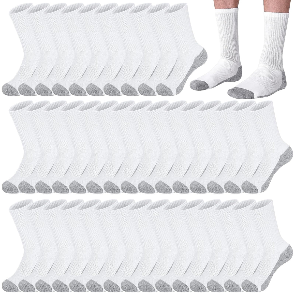 20 Pairs Crew Athletic Socks for Men Moisture Wicking Cushion Crew Socks for Sport Running Traveling